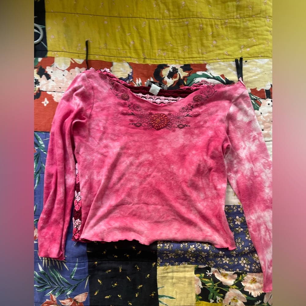 Y2K Pink Embroidered Women's Top